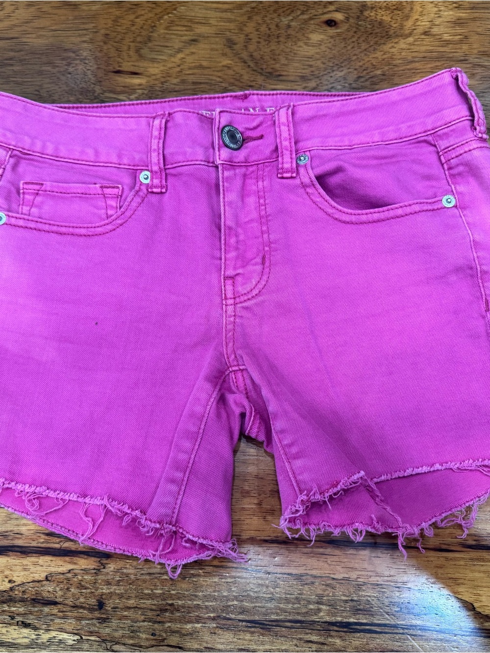 American Eagle Outfitters Bright Pink Frayed Hem Jean Shorts